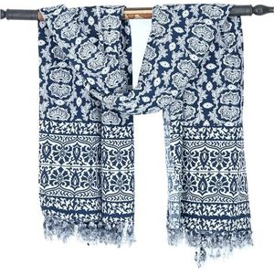 GURU SHOP Bali Batik sarongjurk, wikkelrok, sarong, stranddoek, heren/dames, zwart, synthetisch, maat: eenheidsmaat, lotusblauw/zwart, Eén Maat