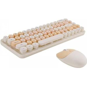 QPSJXN Compact Vibrerend Draadloos Toetsenbord En Muis Definieer Laptops en Desktops in Typische Stijl Ergonomisch (Milk Tea)