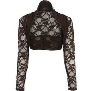 Divadames Dames bijgesneden kanten schouderophaling dames bolero, Bruin, 40 NL/42 NL/L/XL