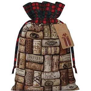 EKYOSHCZ Kerst Gift Zakken Trekkoord Wijn kurk Wrapping Zakken Buffalo Plaid Xmas Goodie Bags Kerst Jute Treat Zakken Voor Kerst Cadeaus Vakantie Party Supplies Favors Bag