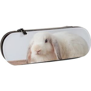 Fittg Pennenetui schattig Holland Lop Konijn Gekleurd met Rits Lederen Potlood Tas Multifunctioneel voor School, Kantoor, zoals afgebeeld, Eén maat, Tas Organizer