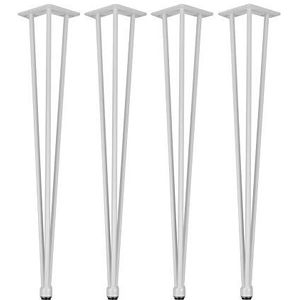 4x Natural Goods Berlin Hairpin Legs verstelbare tafelpoten, in hoogte verstelbaar, 12 mm staal, eettafel, bureau, tafelframe, doe-het-zelf tafelonderstel, 71 cm - 3 stutten, eettafel, wit)