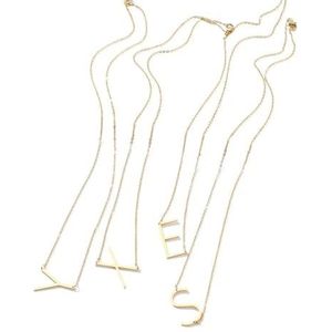 Goud, zilver roestvrij staal grote 26 letters dames hanger kraag ketting dames sieraden cadeau (Color : Gold_Q_50CM)