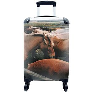 MuchoWow® Koffer - Paarden - Dieren - Wild - Past binnen 55x40x20 cm en 55x35x25 cm - Handbagage - Trolley - Fotokoffer - Cabin Size - Print