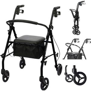MedMotion - Rollator - Zwart - Opvouwbaar - Lichtgewicht - Belastbaar tot 136 kg