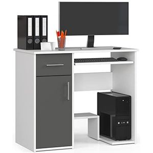 AKORD Pc-bureau Jay met toetsenbord- en pc-plank, kantoorbureau, computertafel, bureautafel, 90 x 74 x 50 cm, 29 kg, wit/grafietgrijs