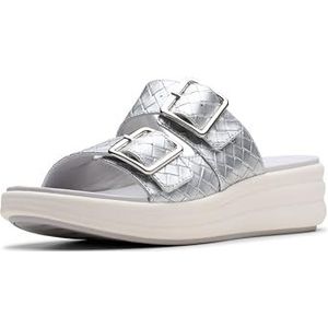 Clarks Women's Casual Slide Sandal, Silver Metallic, 7.5