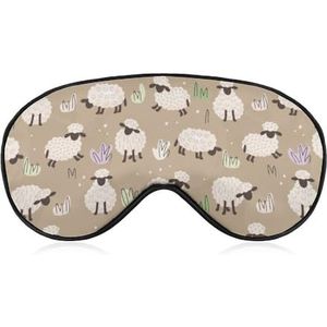 Schattige schapen boerderijdieren grazen tussen struiken, slaapmasker met verstelbare riem, comfortabel zacht oogmasker, slaaphulp, lichtblokkerende oogmaskers