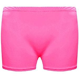 21Fashion Dames Meisjes Microfiber Hot Pants Shorts Dames Dance Gym Stretch Shorts, Neon Roze, 7-8 jaar