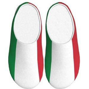 EdWal Italiaanse vlag print Winter Warme Slippers Indoor Anti-slip Pluche Slippers Ontspannen thuis voor Vrouwen Mannen, Zwart, 37.5 EU