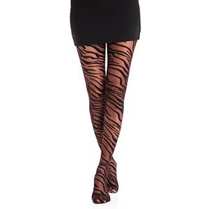 Gi&Gi Damespanty, doorschijnend, diermotief, tijger of zebra, 20 denier, nr. 1294, Zwart, S/M