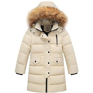 amropi Gewatteerde lange jas voor meisjes, met bont capuchon, voor 2-12 jaar