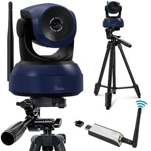 Gsou Draadloze webcam, 1080p HD-videogesprekken en streamingcamera, plug-and-play, instelbaar hoekbereik computercamera voor pc/Mac/laptop/MacBook, werken met zoomvergadering, Skype, teams