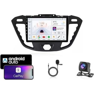 9 Inch Autoradio Compatibel voor Ford Transit 2013-2018 met GPS Navigatie CarPlay Android Auto Acht-Core 4G Bluetooth WiFi MirrorLink Stuurwiel Afstandsbediening(T4 8 Core 4G+Wifi 4G+64G)