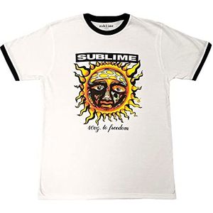 Sublime Ringer T Shirt 40oz To Freedom Band Logo nieuw Officieel Unisex Wit L