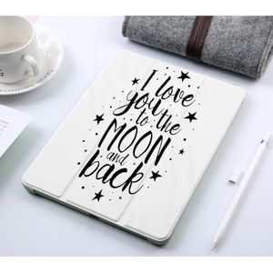 CONERY Hoesje compatibel met iPad 10,2 inch (9e/8e/7e generatie) I Love You, Romantisch I Love You to The Moon and Back Motiverende Lifestyle Quote Print, Pale Brow, Slim Smart Magnetische Cover met