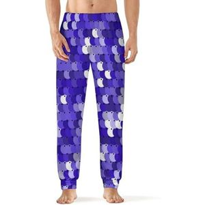 Paarse pailletten glitter heren pyjama broek met zakken nachtkleding print zachte lounge maat XL