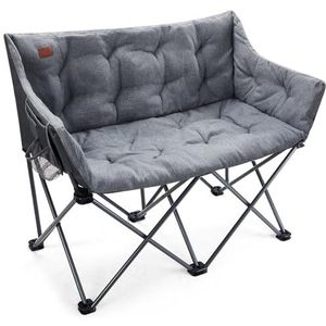 EVER ADVANCED Campingstoel, inklapbaar voor 2 personen, vouwbank, 320 kg belastbaar, luxe klapstoel, XXL, 2-zits, campingsofa, dik gevoerd, hoge rugleuning, extra lang, voor outdoor, tuin, balkon,