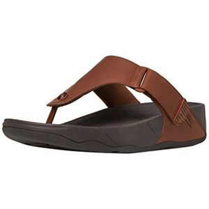 Fitflop Heren Trakk II teen post lederen open sandalen, bruin donker bruin bruin bruin 277, 44 EU