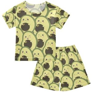 YOUJUNER Kinderpyjama set schattig avocadopatroon T-shirt met korte mouwen zomer nachtkleding pyjama lounge wear nachtkleding voor jongens meisjes kinderen, Meerkleurig, 10 jaar