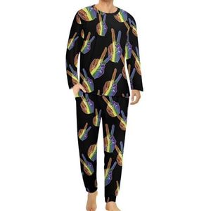 Sign of Peace (Rainbow Hand) Herenpyjama, loungewear, top en onderkant, 2-delige nachtkleding