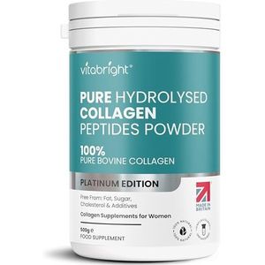 Bovine Collagen Powder 500g | 50 Servings | Highly Bioavailable Hydrolyzed Collagen Supplements for Women | Bovine Pure Peptides Powder High Strength Supplements for Women & Men | VitaBright