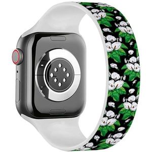 Solo Loop band compatibel met alle series Apple Watch 42/44/45/49mm (elegante calla bloemen) rekbare siliconen band band accessoire, Siliconen, Geen edelsteen