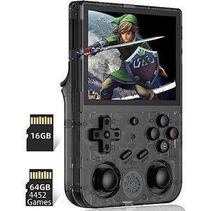 Handheld gameconsole Ingebouwde 4452 games met 64G-kaart, Dual OS Android 11 + Linux Ondersteunt 5G WiFi 4.2 Bluetooth Online vechten, streaming en HDMI (Size : Black)