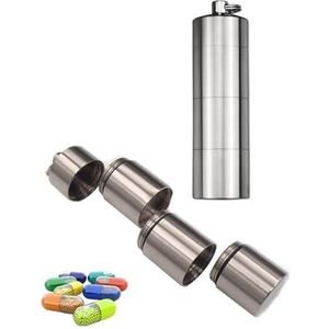 Pillendoosjes - Titanium - 3 Secties - Waterdichte Pillenhouder - Sleutelhanger