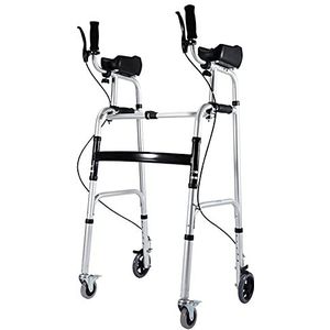 Opvouwbare rechtopstaande rollende rollators met remmen en onderarmsteun, senioren lichtgewicht aluminium rollator voor lange mensen/gehandicapten (kleur: met plastic stoel) (zonder stoel) Decoration