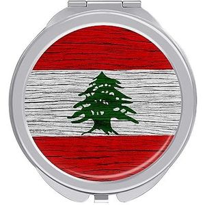 Libanon Hout Textuur Libanese Compact Kleine Reizen Make-up Spiegel Draagbare Dubbelzijdige Pocket Spiegels voor Handtas Purse