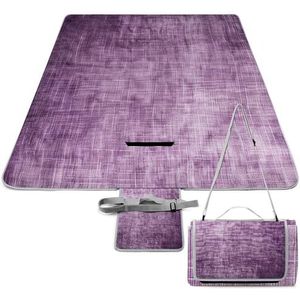 JKLQWH Picknickmat stranddeken, vintage paars linnen bedrukte picknickdekens waterdicht opvouwbaar extra groot, vierkante picknickmat, voor wandelen, reizen, buiten kamperen, parken