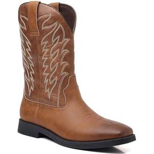 SENELK Vintage cowboylaarzen voor heren, westernlaarzen, halfhoge