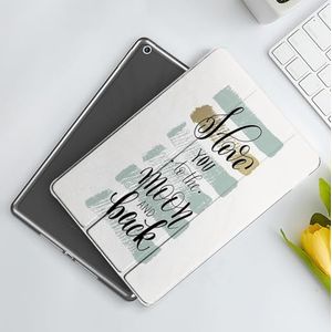 CONERY Hoesje compatibel iPad 10,2 inch (9e/8e/7e generatie) I Love You, I Love You to the Moon en Back Phrase met zachte penseelstrepen decoratief, blauwe G, slanke slimme magnetische hoes met