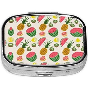 Tropische Vruchten Vierkante Pillendoos, Pillendispenser Doos Kabeljauw Leverolie Doos Vitamine Pil Doos Patiënt Pillendoos