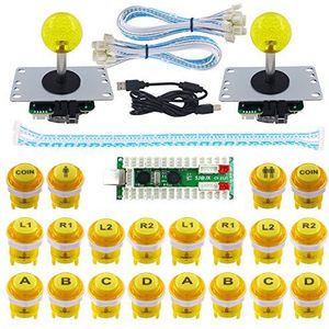 SJ@JX 2 Speler LED Arcade Game DIY Kit Mechanische Toetsenbord Schakelaar PC MAME Raspberry Pi LED Knop Vechten Joystick Controller Nul vertraging USB Encoder Retropie