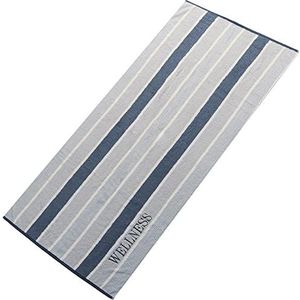 aqua-textil Wellness Saunahanddoek, dubbele verpakking, XXL, 90 x 220 cm, strepen, grijs, katoen, saunahanddoek, badstof, strandhanddoek
