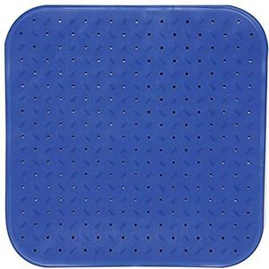 MSV Douche/bad anti-slip mat badkamer - rubber - blauw - 54 x 54 cm - met zuignappen