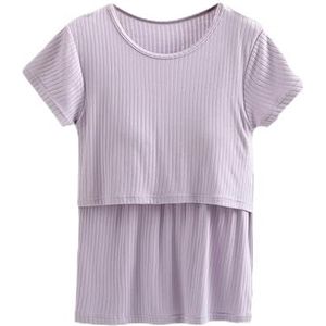 Zwangerschapstanktop Zwangerschapsvoedingstops for dames Sweatshirt met korte mouwen for zwangerschap en postpartumkleding(Color:Purple,Size:XL)