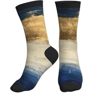 PPHGUT Goud Blauw Wit Print Volwassenen Mid Tube Sokken Ademend Sport Running Gym Training Jogging Activiteiten, Zwart, One size