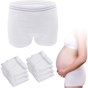 HANSILK Zwangerschapsonderbroek Wegwerp Postpartum Ondergoed Ademend & Rekbaar Moederschap Broek voor Moederschap/C-Sectie Herstel/Incontinentie/Reizen, Wit, XL
