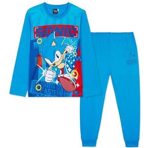 SONIC THE HEDGEHOG, Shadow jongens pyjama met lange mouwen, gezellige nachtkleding, zachte pyjama's, loungewear, nachtkleding, gamingcadeau voor jongens, Blauwe Sonic, 4-5 jaar