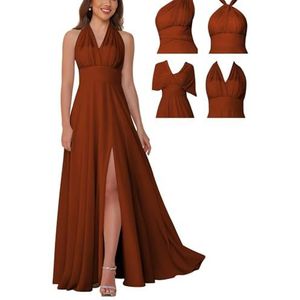 Infinity bruidsmeisjesjurken voor dames, lange chiffon converteerbare formele avondjurk, Verbrand Oranje, 32