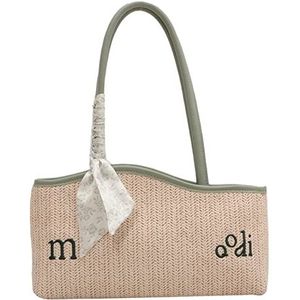 Geweven Lady's Straw Bag Tote Handtassen voor Vrouwen Clutch Purse Beach Crossbody Tassen, Groen