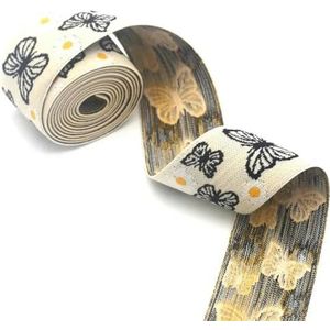 50mm vlinderpatroon rubberen elastische band jacquard ambachtelijke singelband tailleband DIY naaien hoofdtooi kleding tas accessoires-beige-50mm-1M