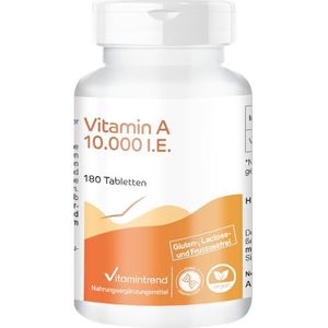 Vitamine A hoge dosering - 10000 IE - 180 tabletten - ! VOOR 6 MAANDEN ! - veganistisch - retinyl palmitaat | Vitamintrend®