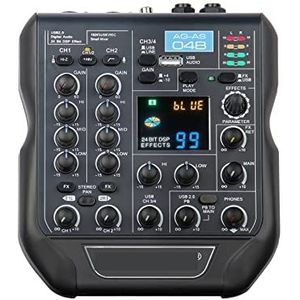 Audiomixer, AG-AS04B 24 Bit 9 9dsp Effecten 192 kHz bemonsteringsfrequentie Bluetooth mini audiomixer met USB Record en Phantom Power Eenvoudig te gebruiken en te bedienen