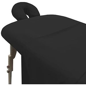 LONDON LINENS Massagetafellakens van zachte microvezel, 3-delige set - inclusief massagetafelkleed, massagehoeslaken en massage-gezichtssteun (exotisch zwart)