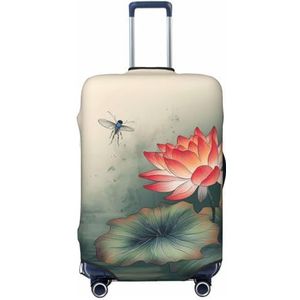 NONHAI Reisbagage Cover Protector Lotus Bloem en Libelle Koffer Cover Wasbare Elastische Koffer Protector Anti-Kras Koffer Cover Past 45-70 cm Bagage, Zwart, L