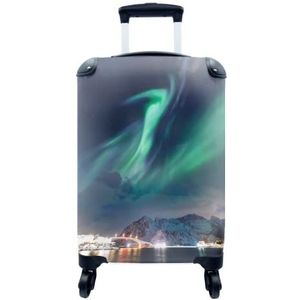 MuchoWow® Koffer - Norway aurora, Noorse kust - Past binnen 55x40x20 cm en 55x35x25 cm - Handbagage - Trolley - Fotokoffer - Cabin Size - Print